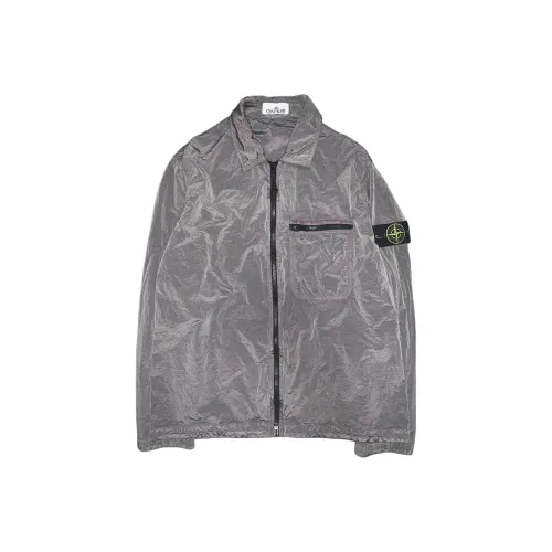 STONE ISLAND Мужские куртки голубино-серого цвета