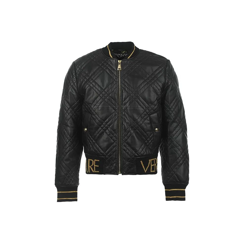 VERSACE JEANS COUTURE FW23 Leather Jacket Men's Black