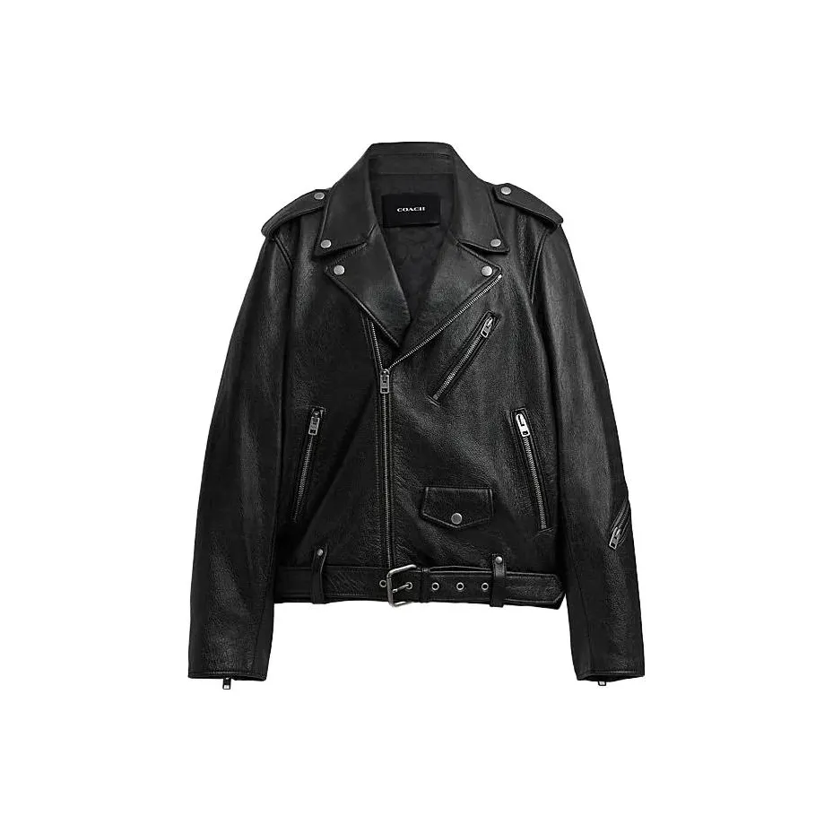 COACH FW23 Leather Jacket Men's Black