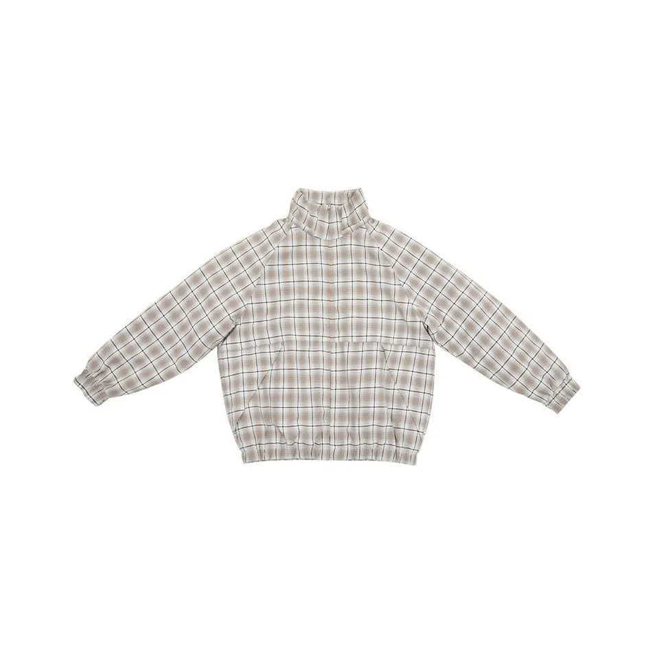 Crying Center Хлопковый пуховик унисекс синий коричневый в клетку