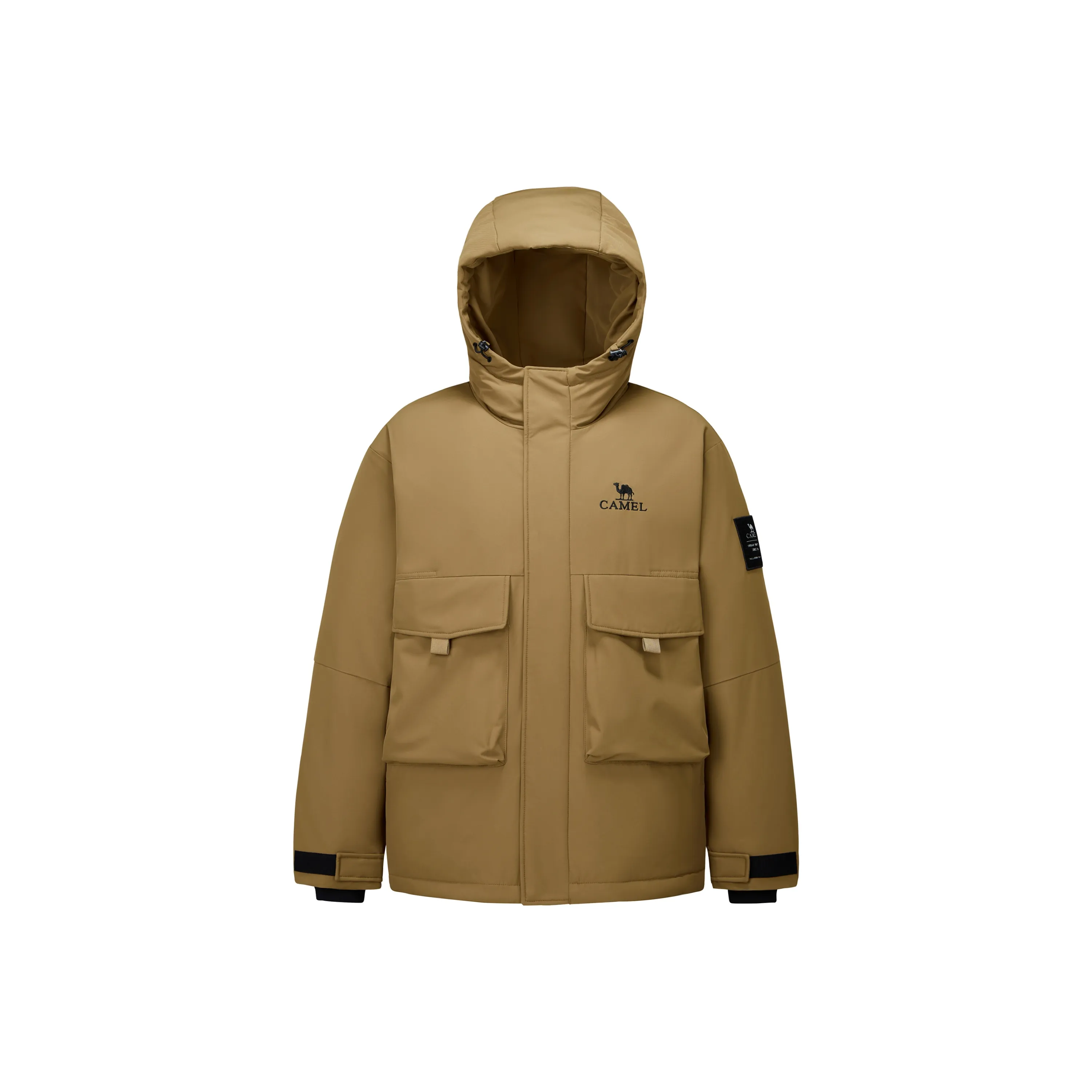 CAMEL Outdoor Однотонный Карго Вода-отталкивающий устойчивый к пятнам термический ветрозащитный с капюшоном пуховик Унисекс