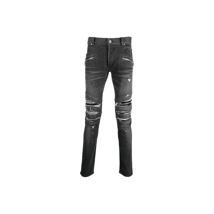 BALMAIN Ripped detailing Slim fit Jeans