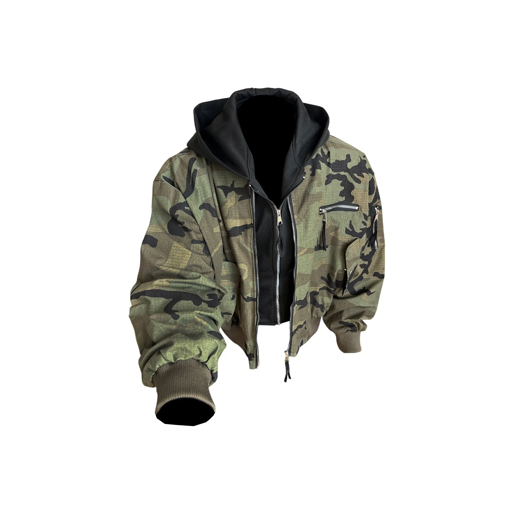 H.V.G.A Jackets & Coats Unisex Distressed Camouflage