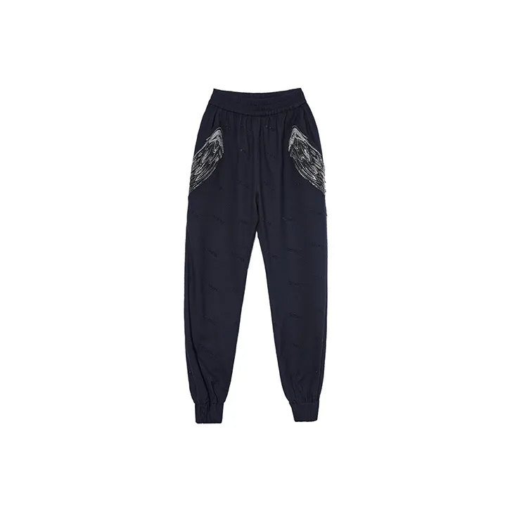 TCH Черные с серебристым логотипом Унисекс Вязаные Тренировочные Брюки