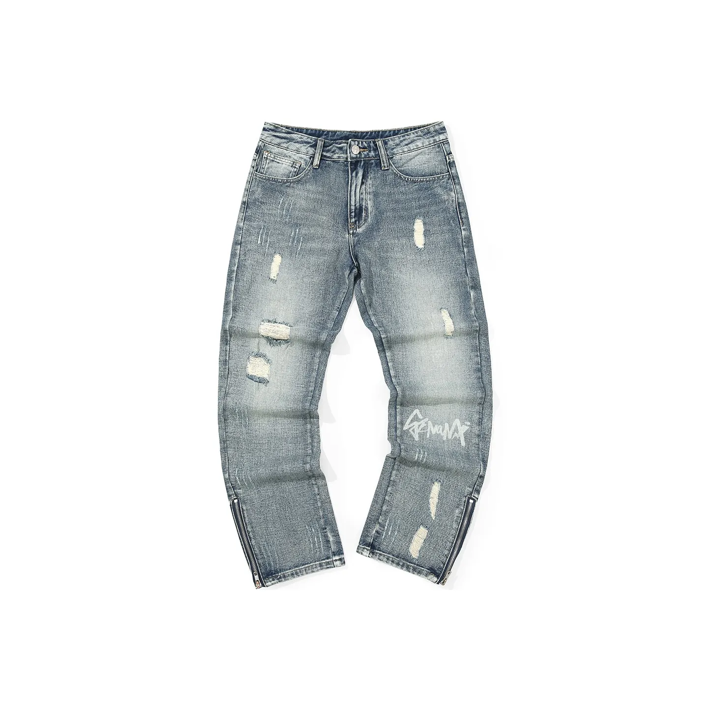 GENANX Straight Jeans Unisex Denim Blue