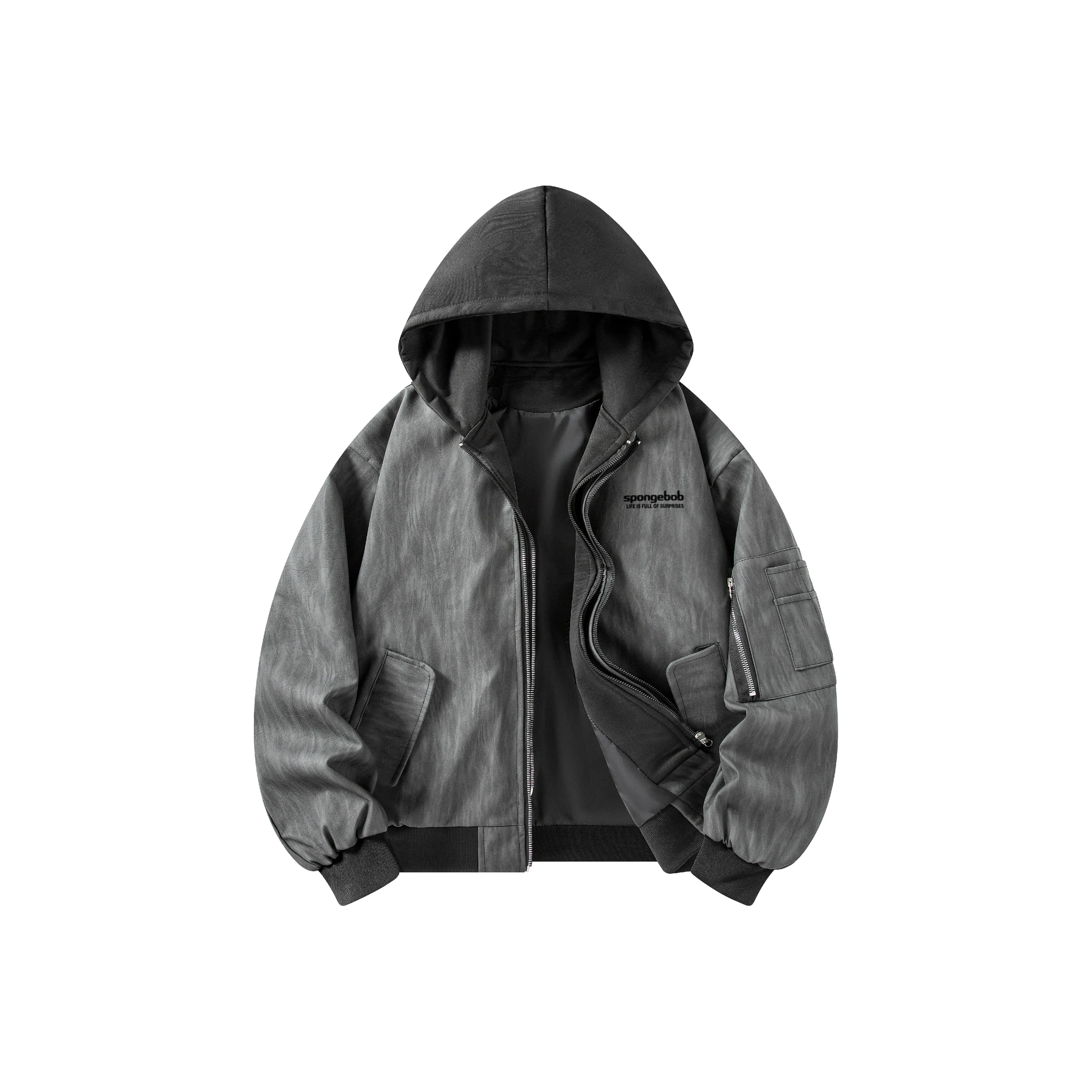 SPONGEBOB SQUAREPANTS Jackets Coats Unisex Black Gray Color