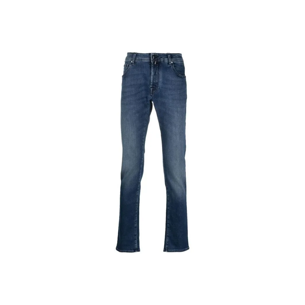 JACOB COHEN Logo Patch Straight Leg Slim Cut Jeans