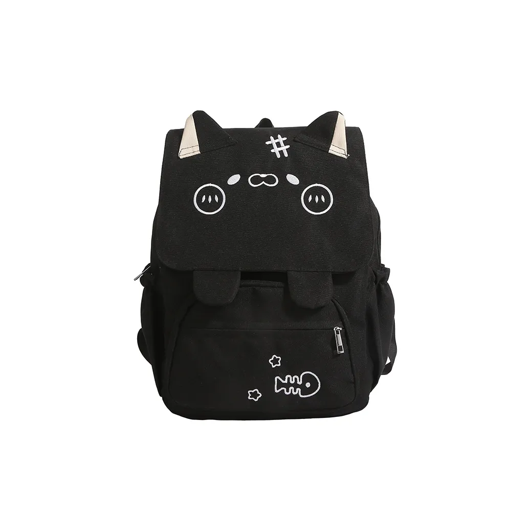 Kaka Tree Nylon Fabric Backpack Women's Black/Gray