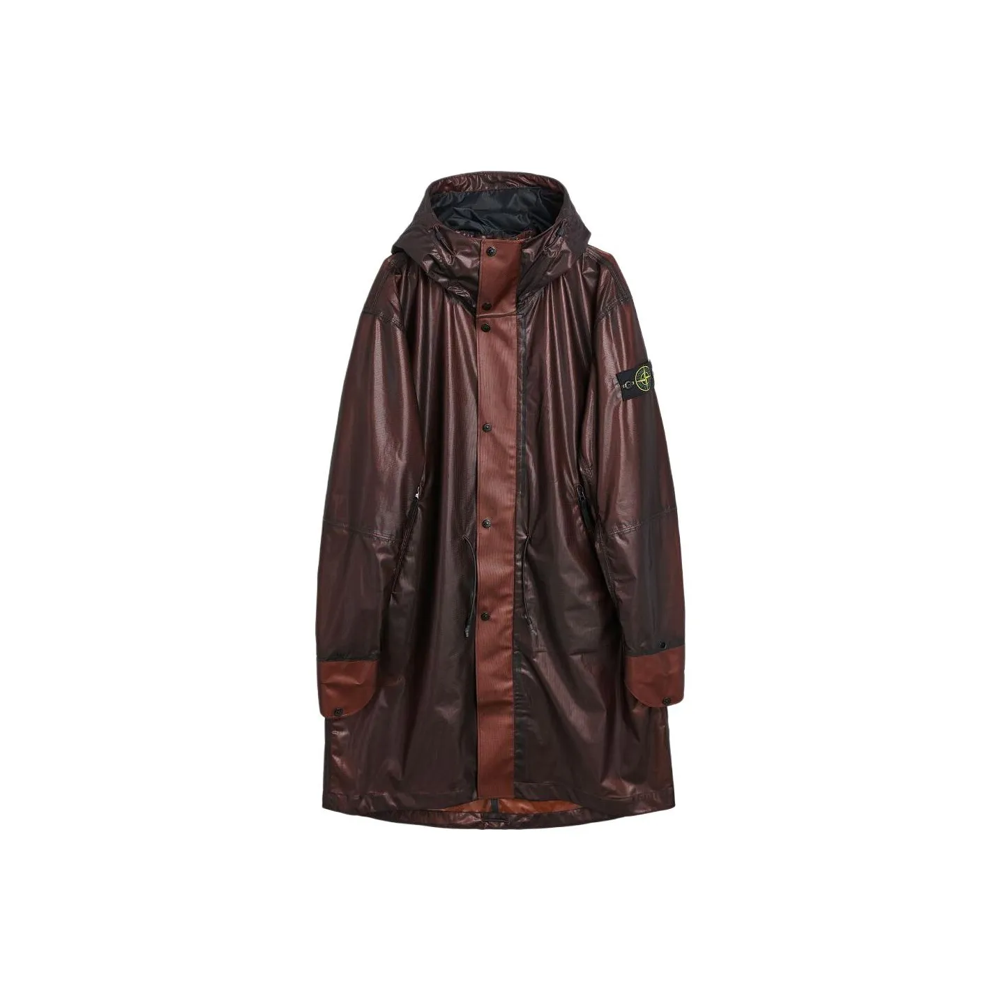 STONE ISLAND SS24 Metallic Parka Coat Men's Burgundy Red