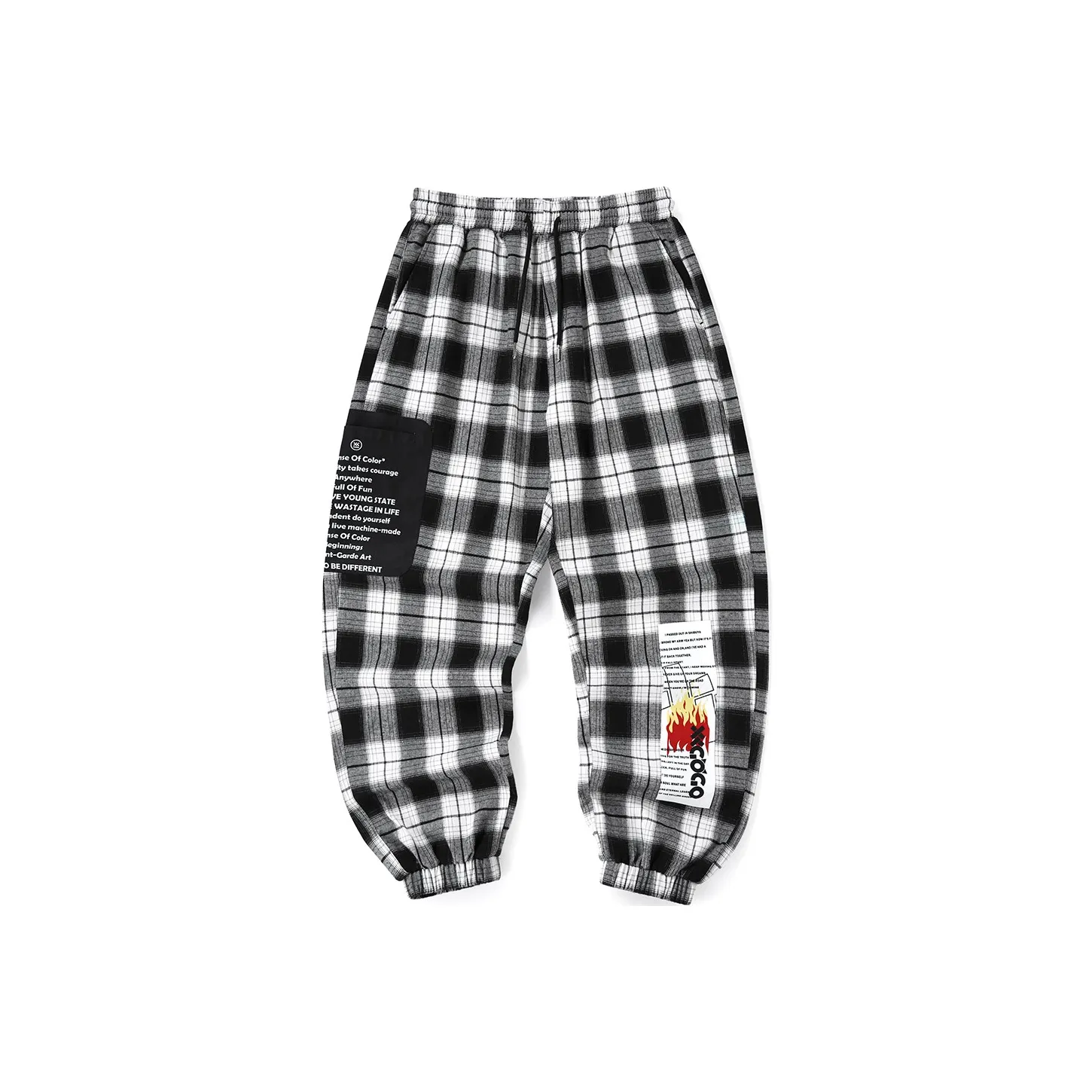XXGOGO Черно-белая клетка Унисекс Повседневные брюки