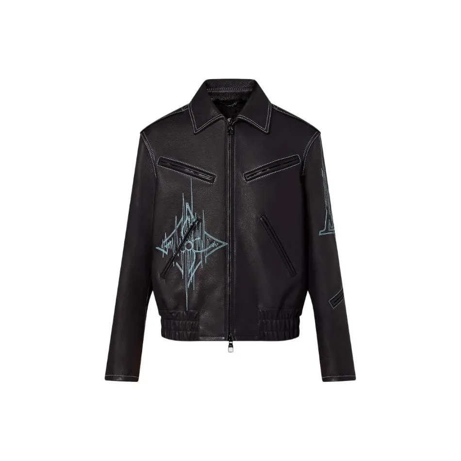 LOUIS VUITTON FW22 Leather Jacket Coat Men's Black