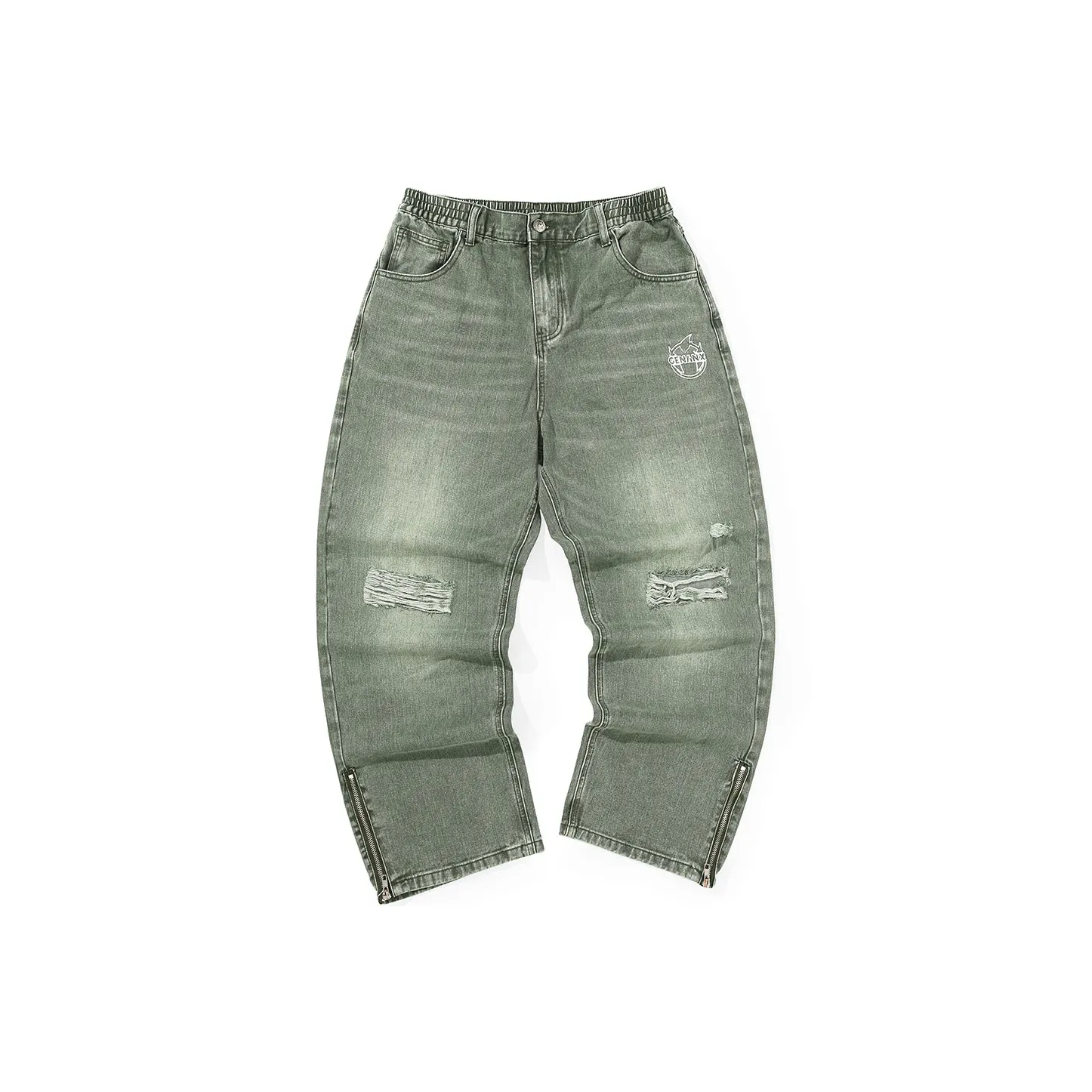GENANX Straight Jeans Unisex Light Army Green