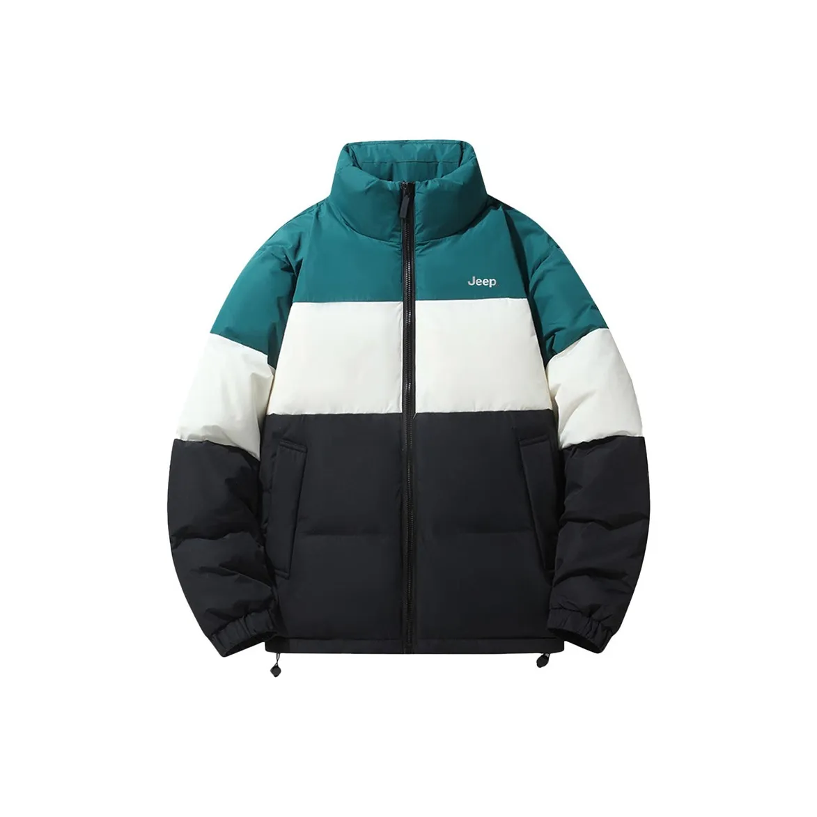 JEEP Воротник-стойка Многоцветный FLUFFY Лоскутное шитье Легкий хлопок Пуховые куртки Термический Длинный рукав Пуховик Унисекс