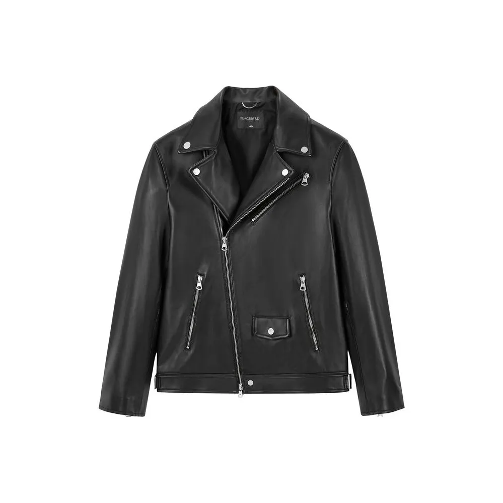 PEACEBIRD MEN Leather Jacket Men's Black