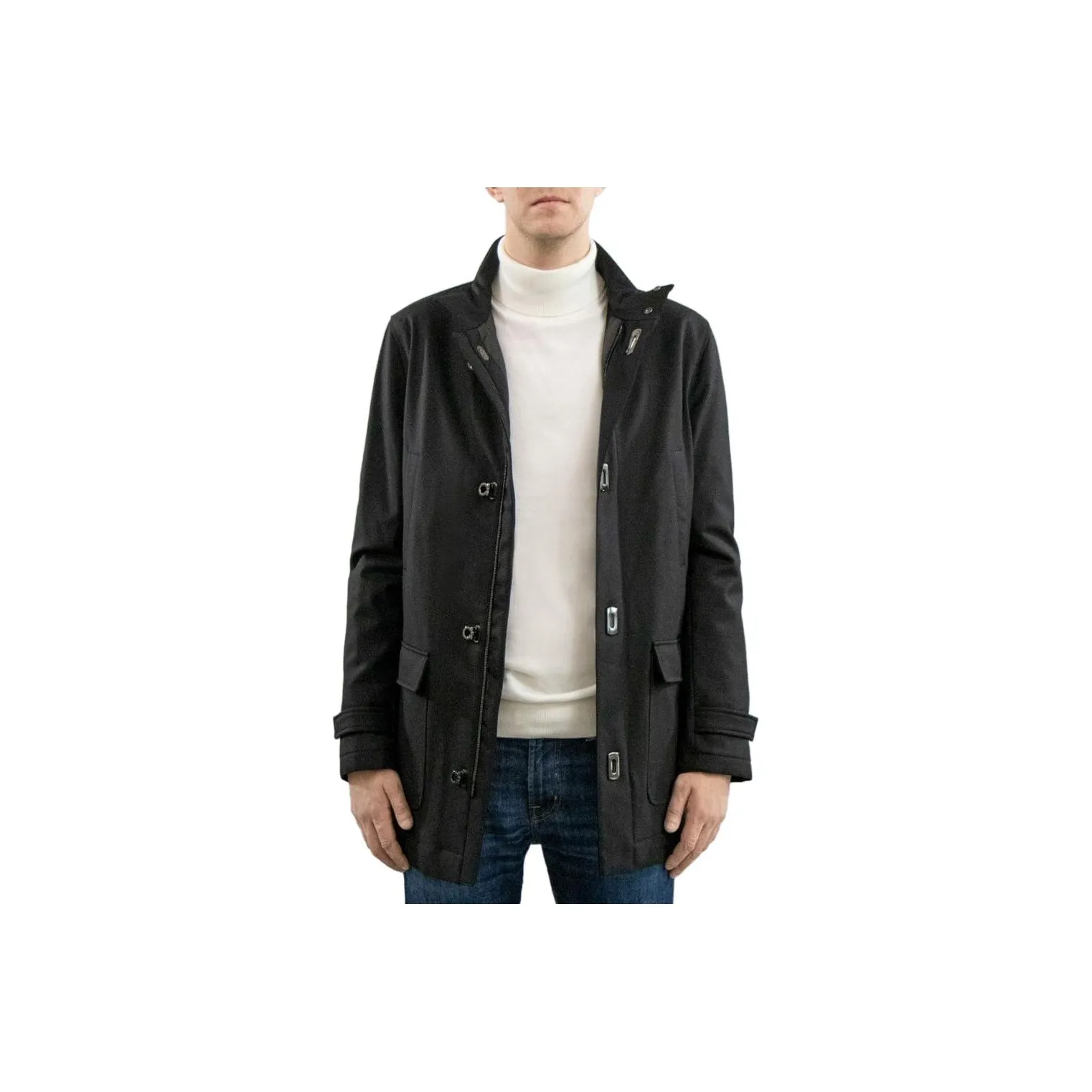 Ferragamo Trench Coats Men's Black
