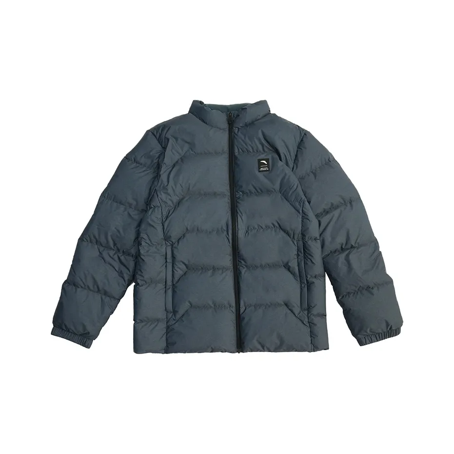 ANTA Down Jacket Men's Whale Fin Blue [Цветочный дизайн Серый]