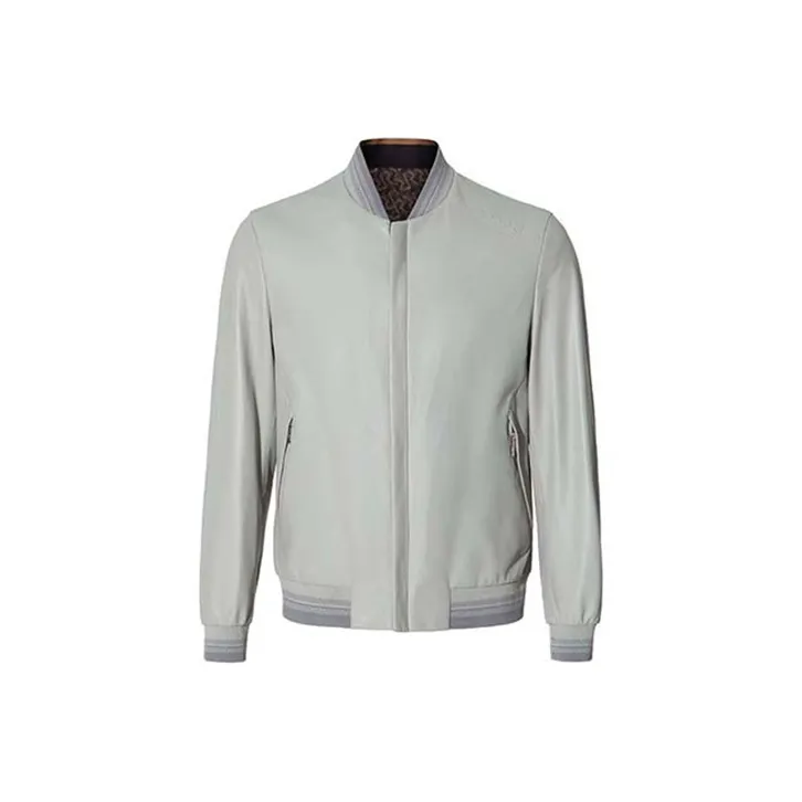 RARE Leather Jacket Men's Light Gray