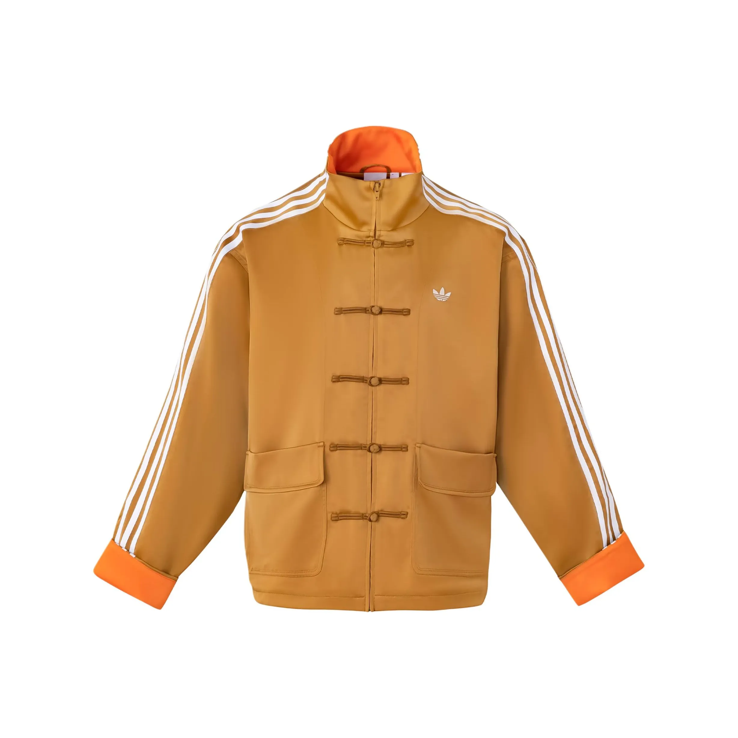 adidas originals SS24 Chinese Style Button Stripe Jacket Wheat Brown