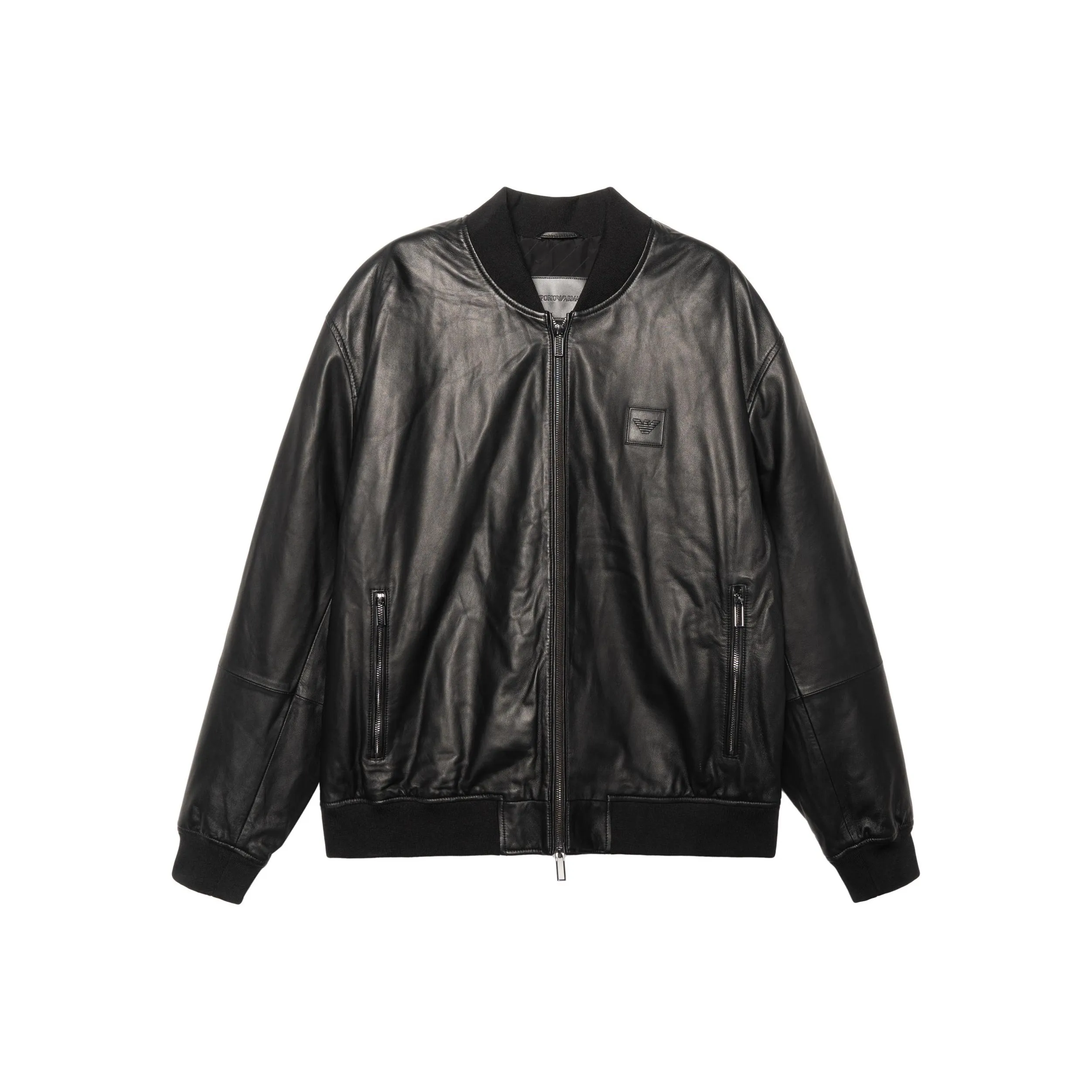 EMPORIO ARMANI FW22 Leather Jacket Men's Black