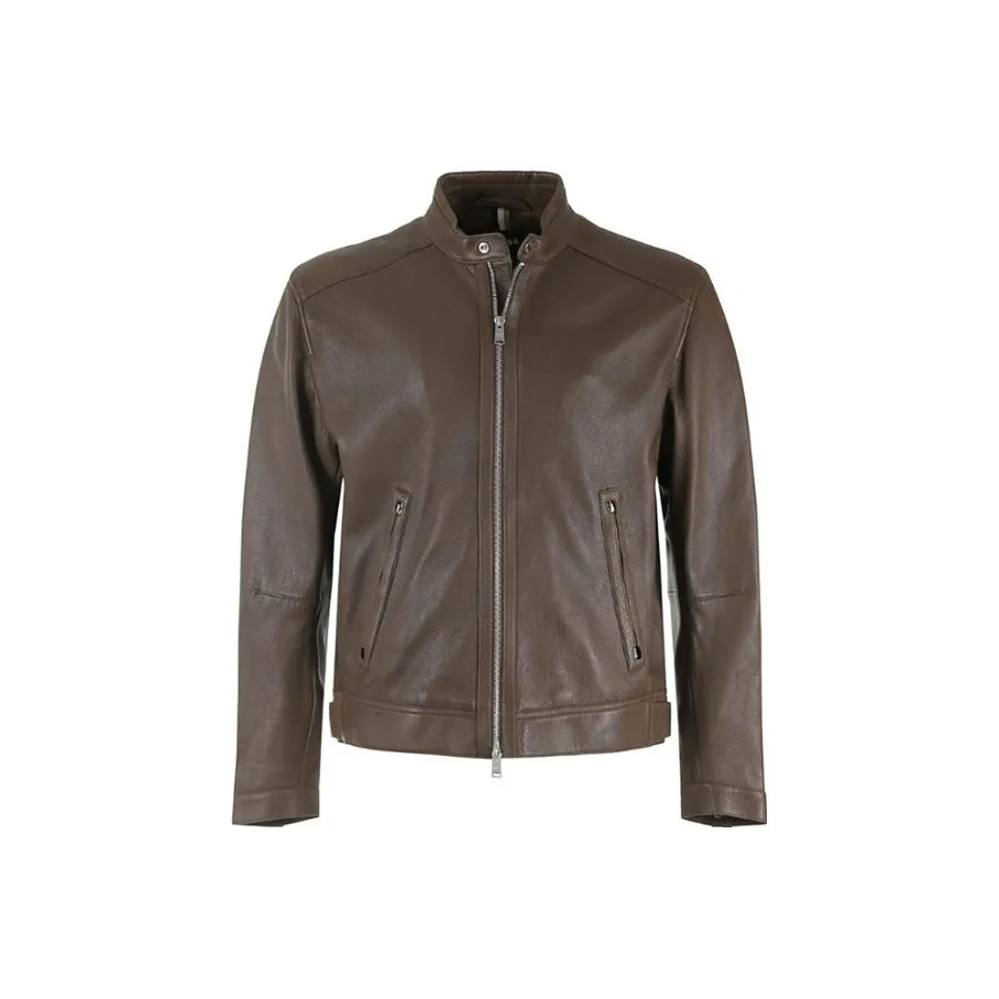 HUGO BOSS Leather Jackets Men's Green