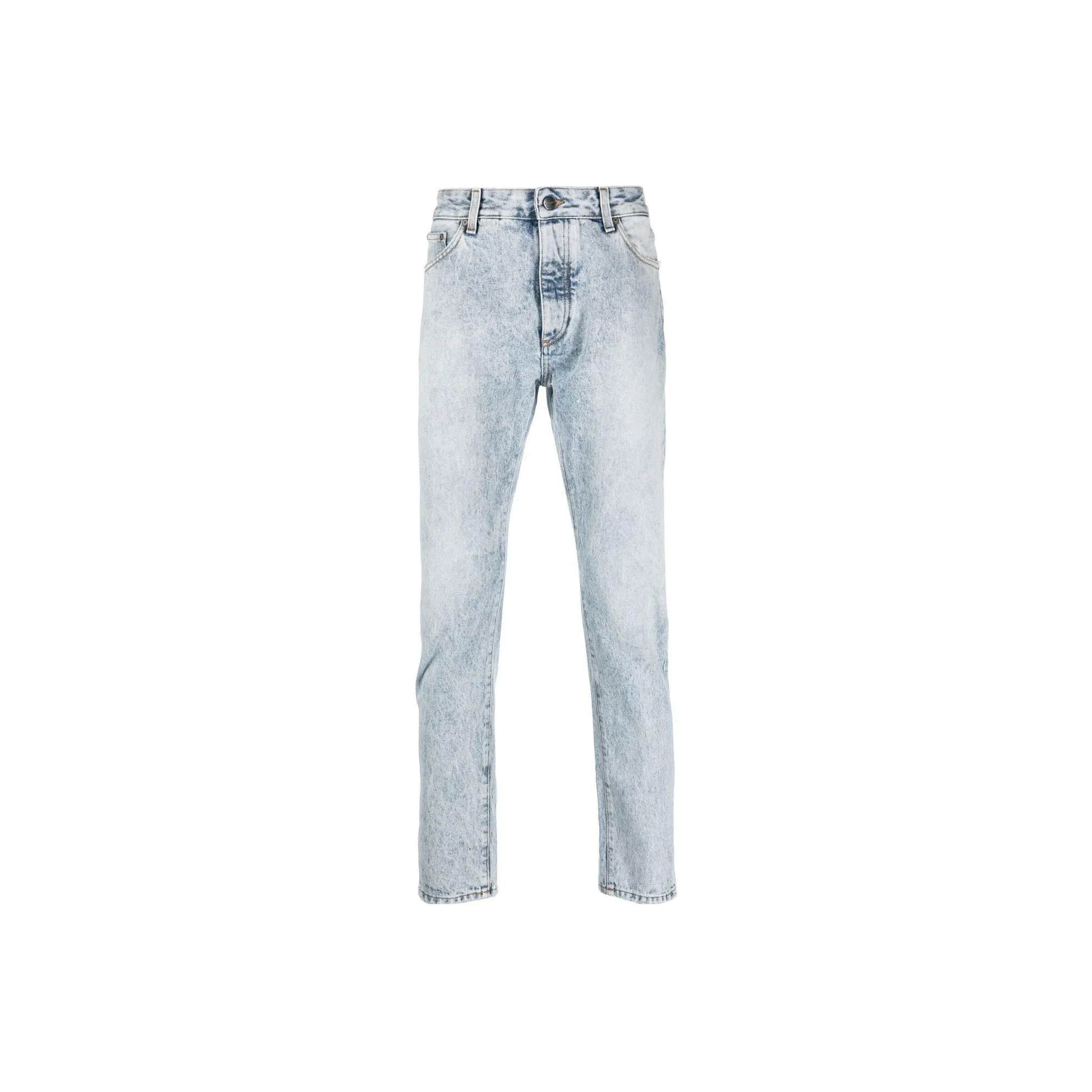 PALM ANGELS Curved Logo Print Straight Fit Jeans