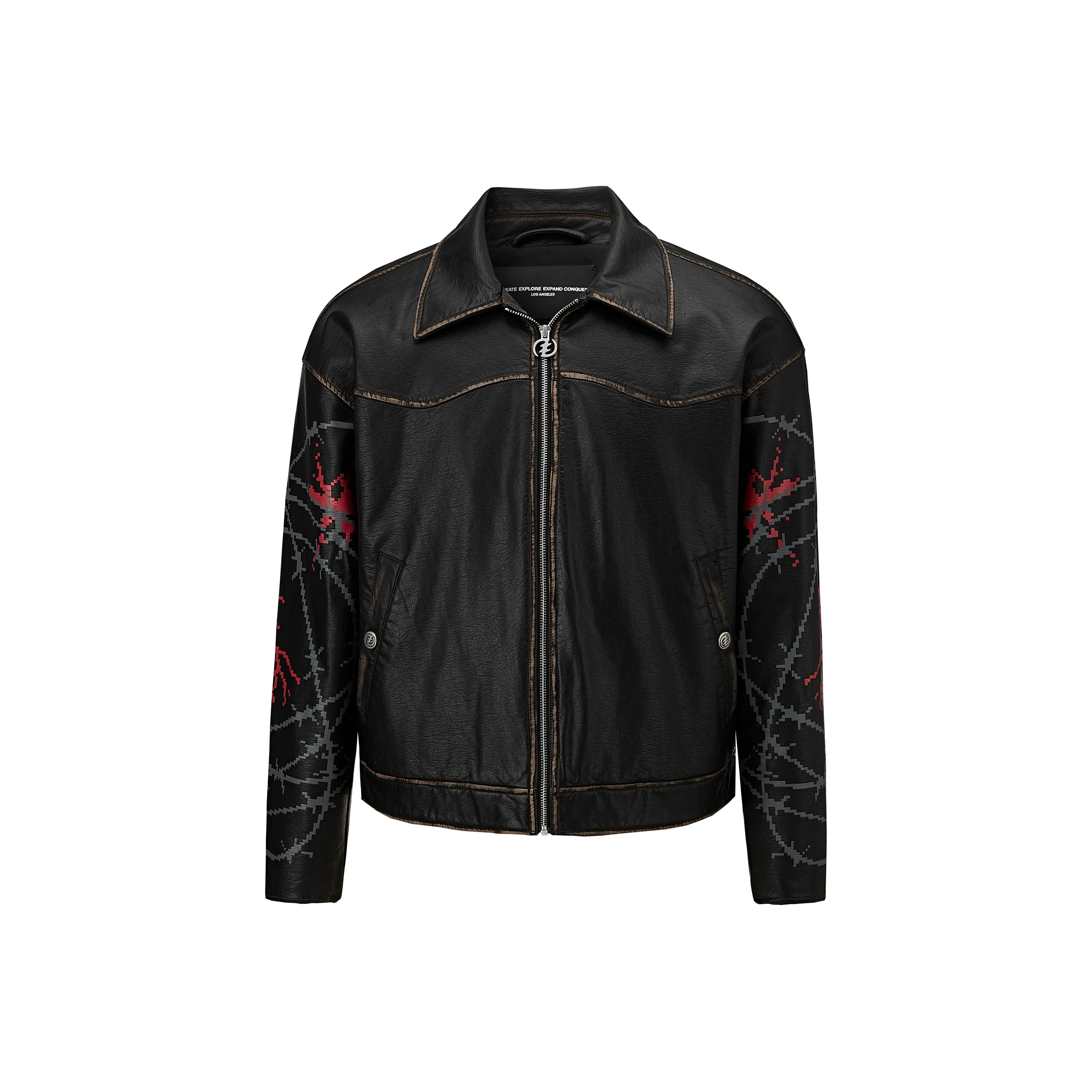 CEEC LA Lining Padded Warm Leather Jacket Unisex Black