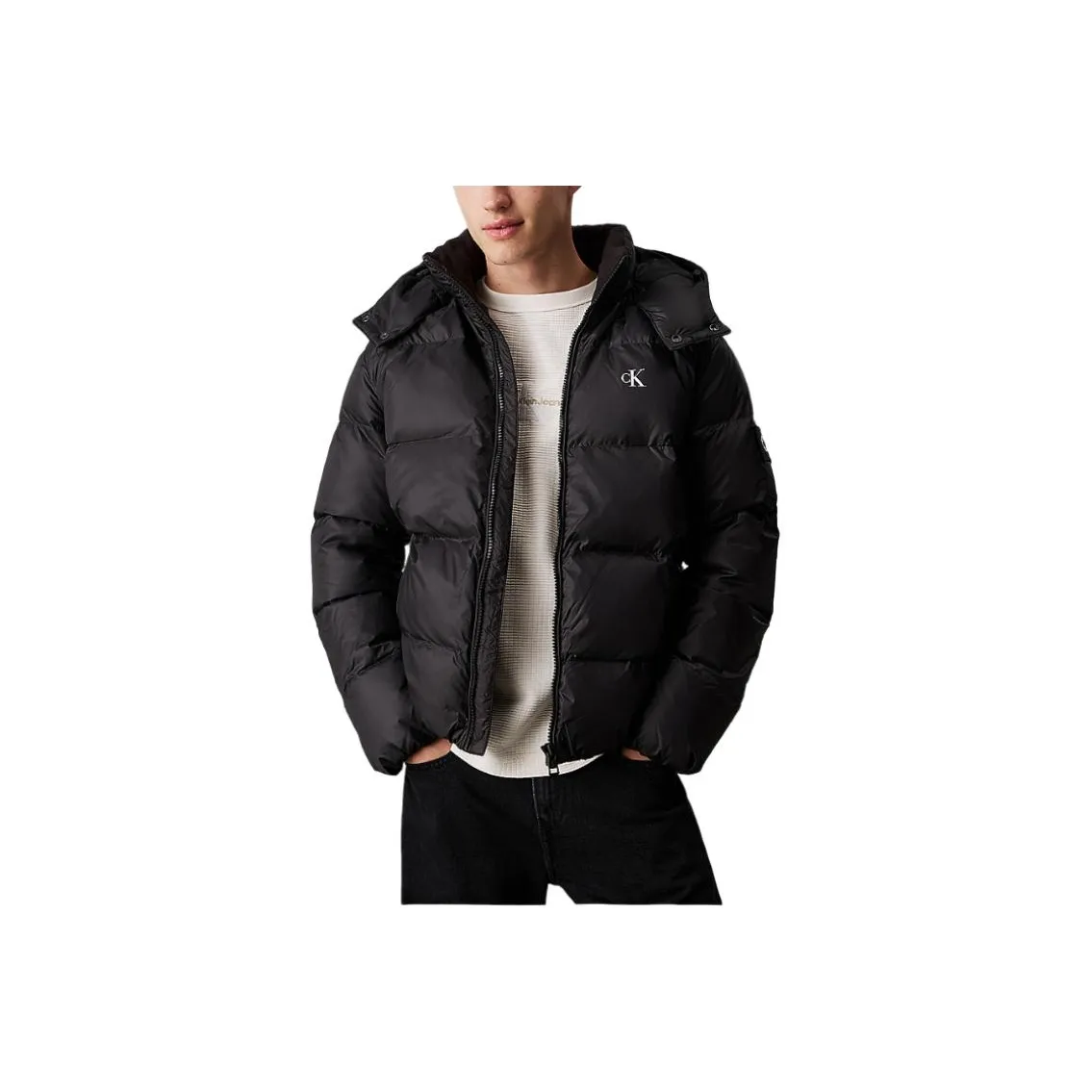 CALVIN KLEIN С капюшоном Down Puffer Куртка Пуховик Мужской Черный