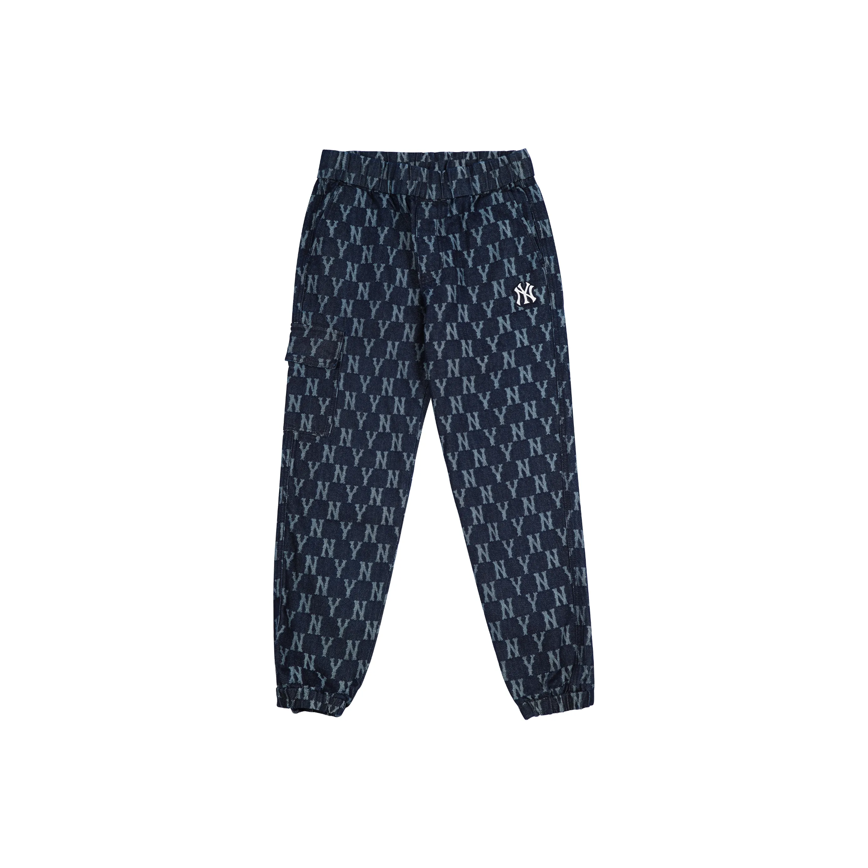 MLB Old Flower pockets jeans Unisex Dark Blue