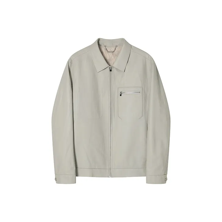 DAVID NAMAN Leather Jackets Men's Ecru