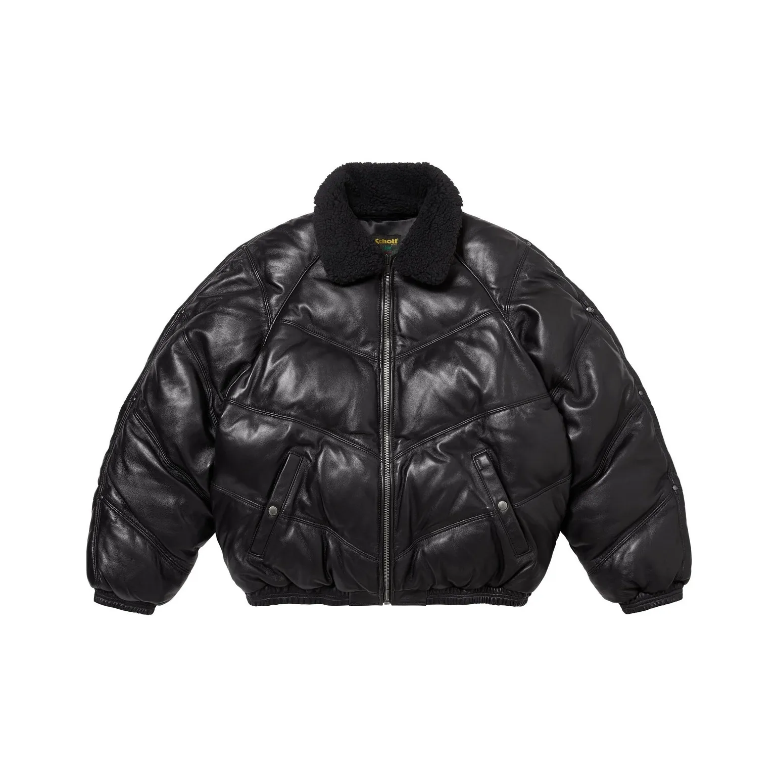 Supreme Schott Chevron Leather Down Puffer Jacket