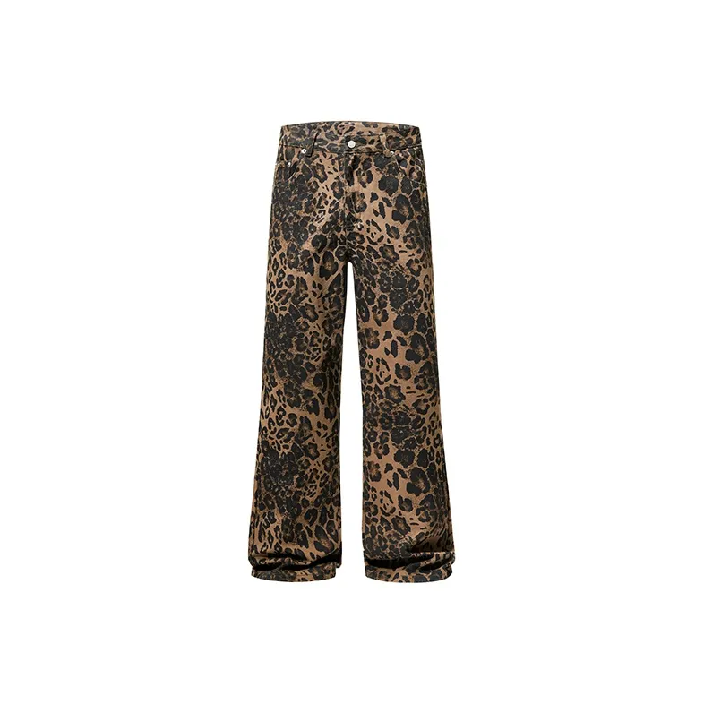 Dounkol Jeans Unisex Floral Leopard Print