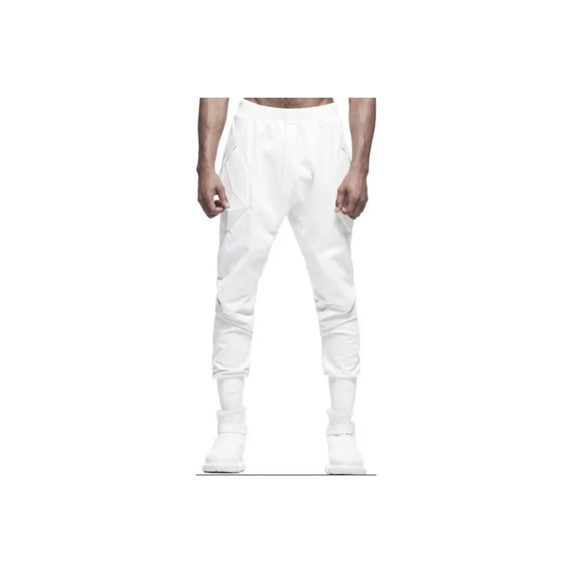 NORVINCY Эластичный пояс Pure White Casual Pants Unisex White
