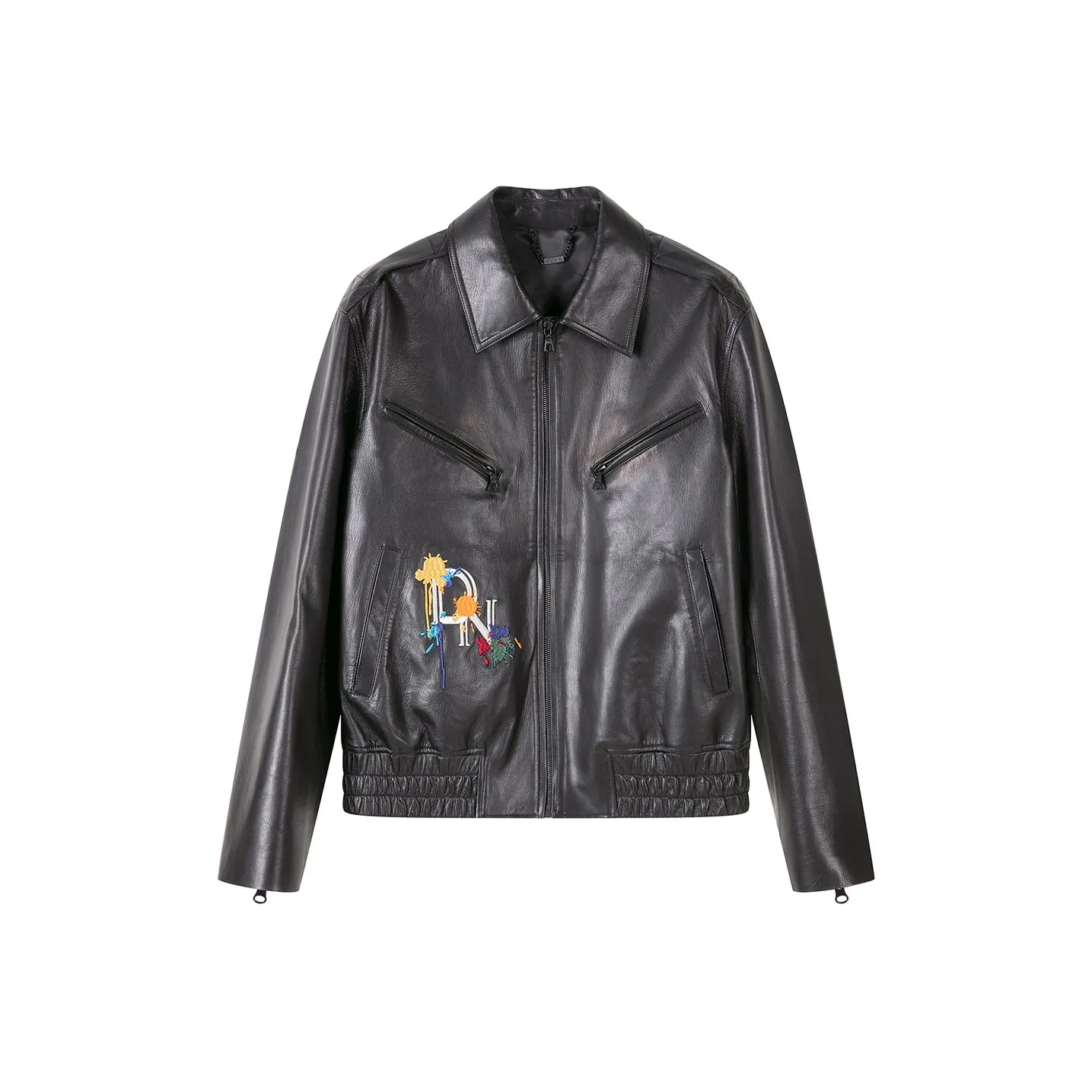 DAVID NAMAN Leather Jacket Men's Black