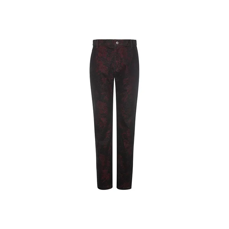DAVID NAMAN Straight Thickened Jeans Winter Men's Burgundy
