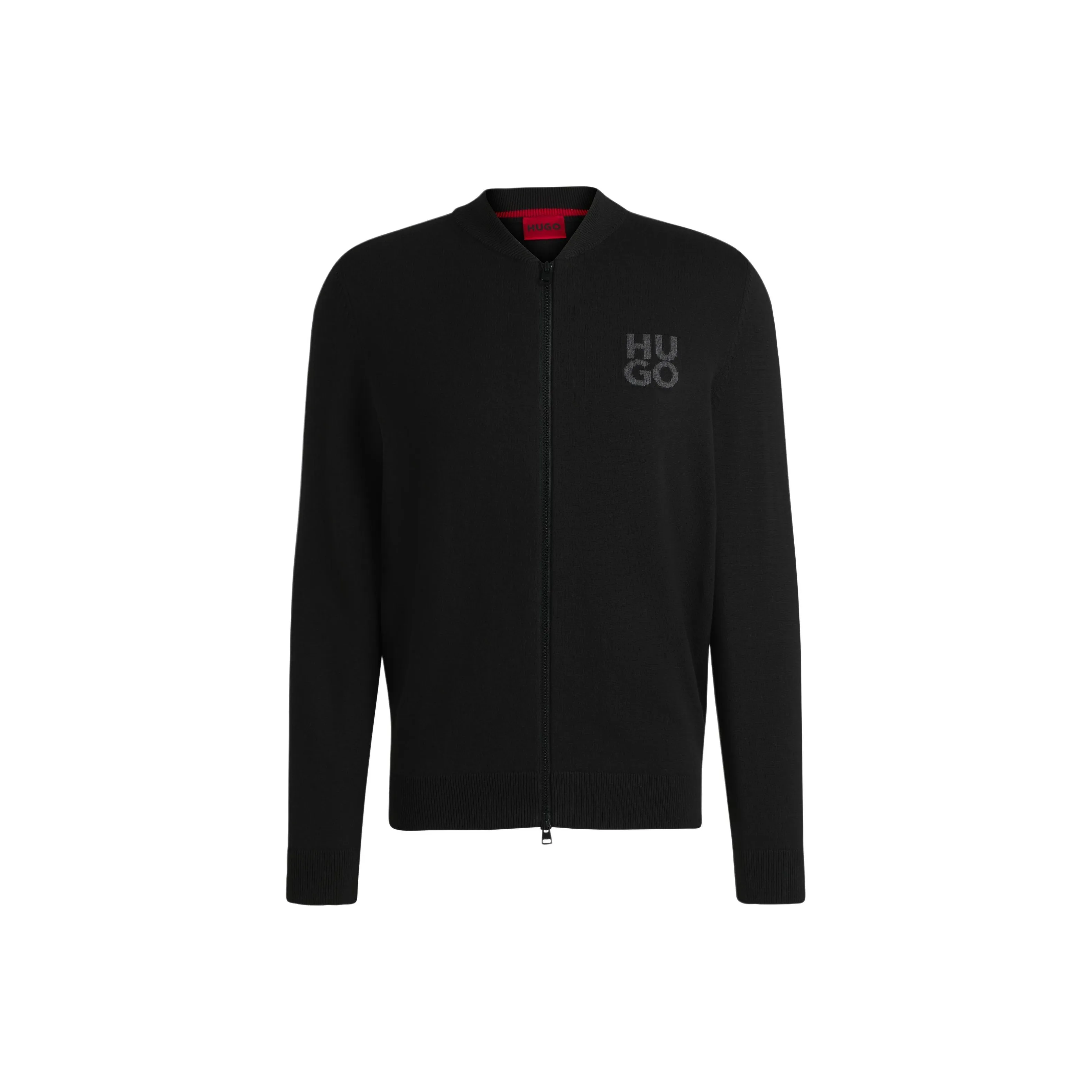 Hugo Logo intarsia Zip up Sweater