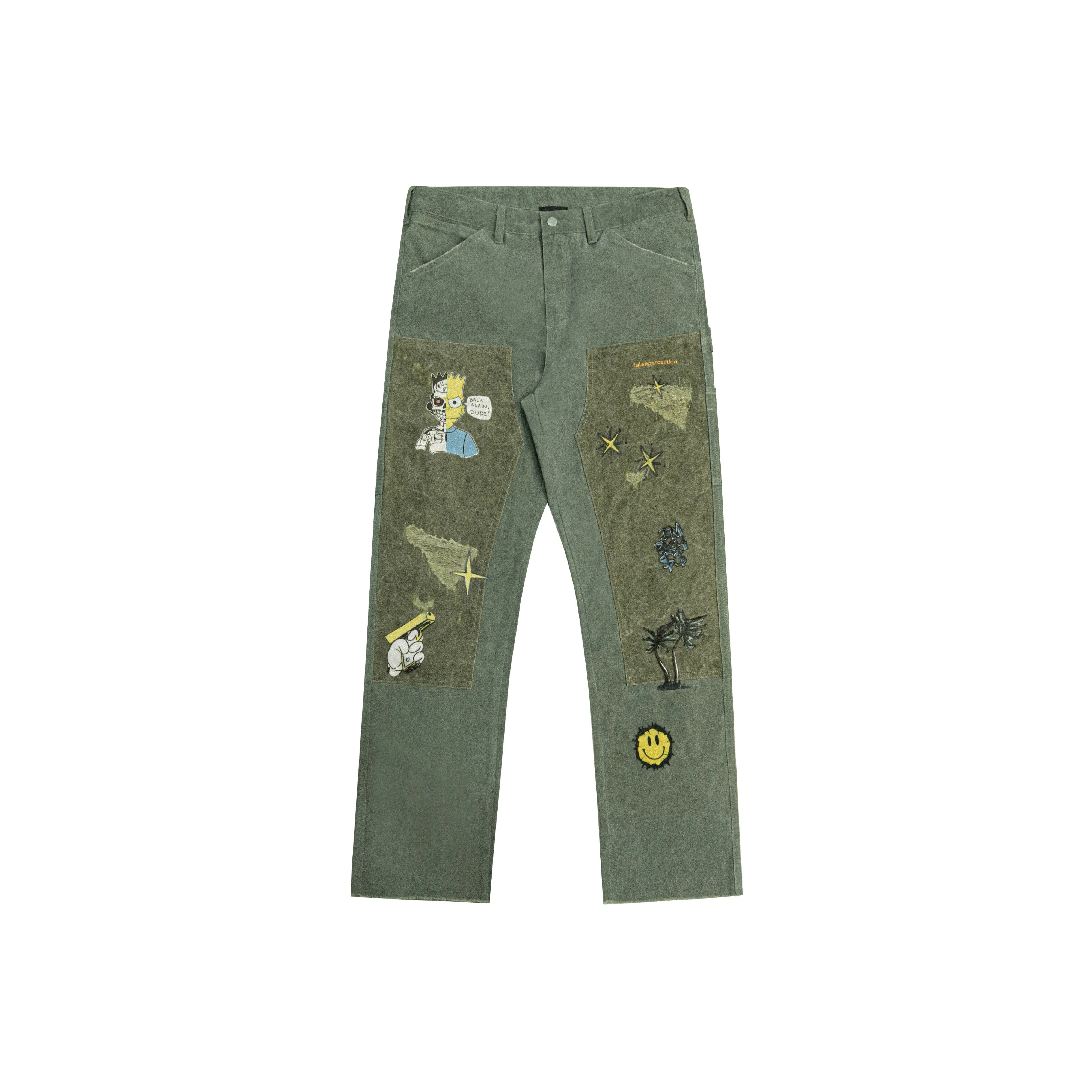 False Perception Карго Брюки Унисекс Армейский Зеленый