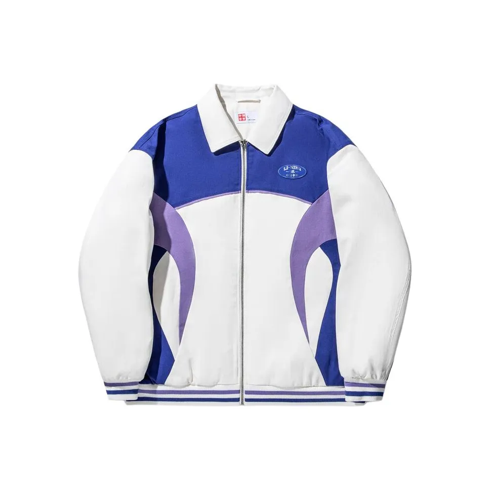 LINING Хлопковый пуховик унисекс цвет экрю фиолетовый синий многоцветный