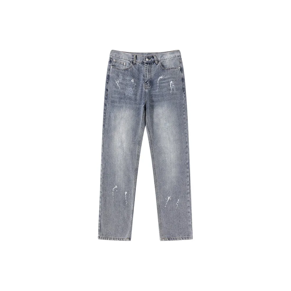 33TH Jeans Unisex Denim Blue+White Paint Spray