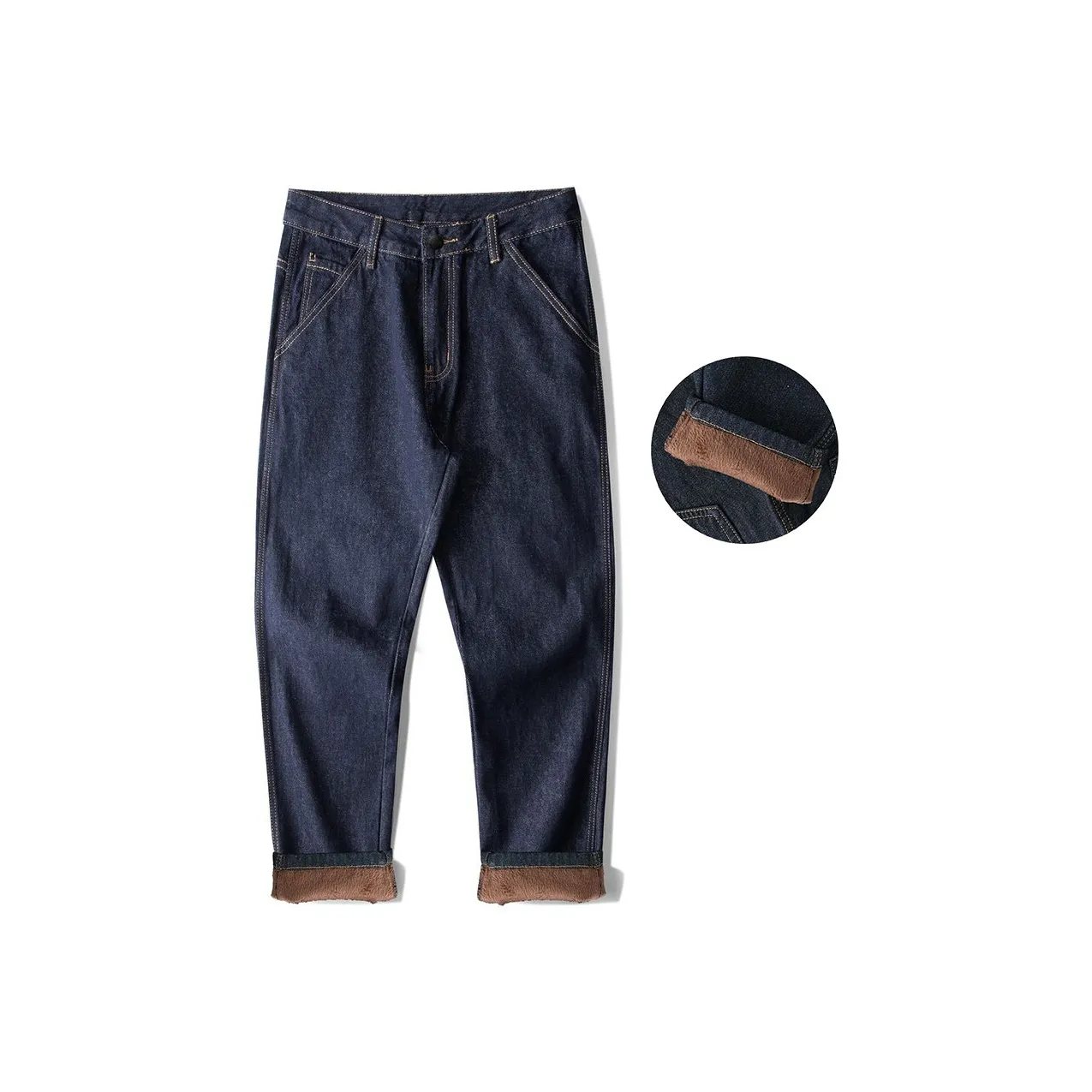 Jeep Джинсы Осенние и Зимние Унисекс Синий