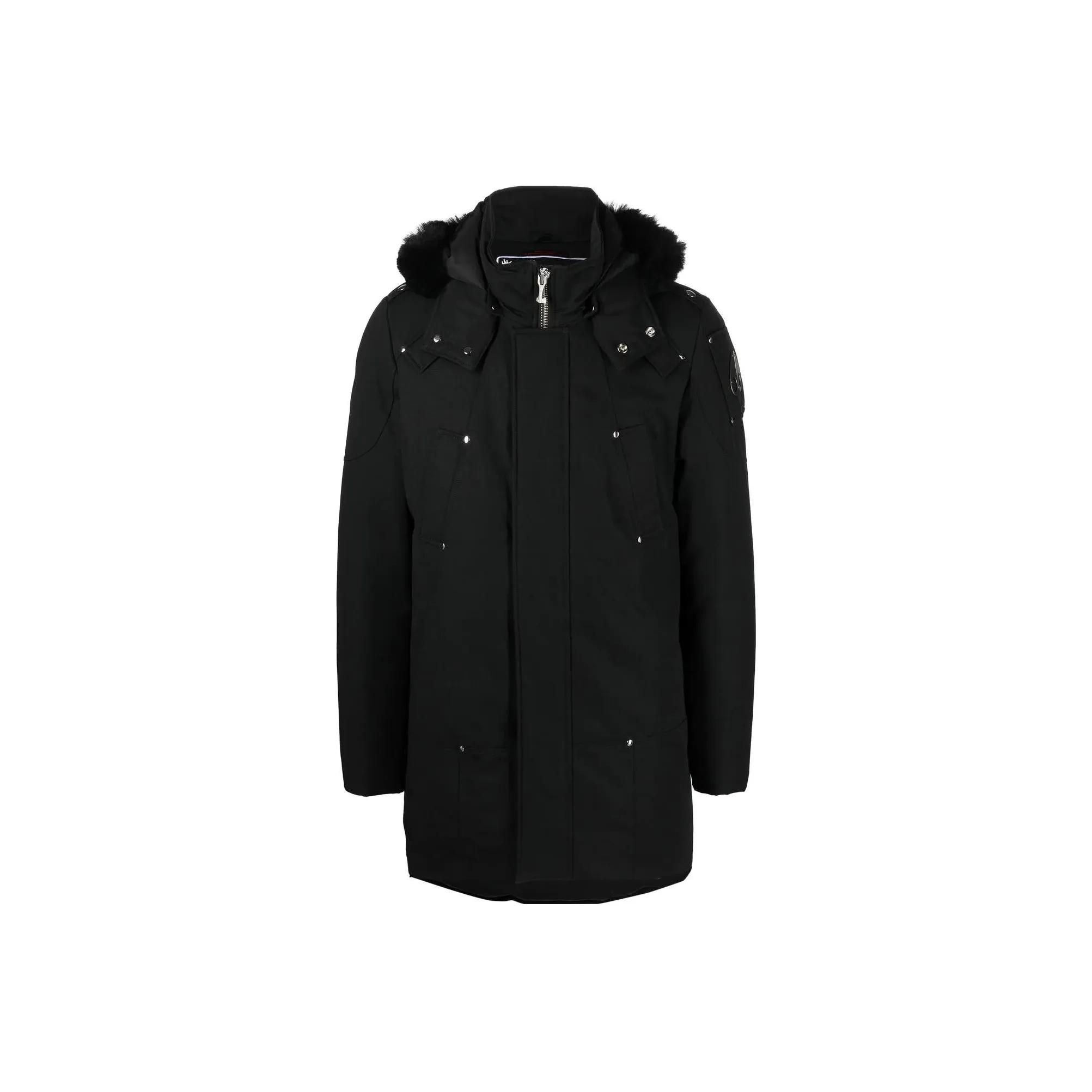 Moose Knuckles Zip Up Logo Plaque Hooded Parka