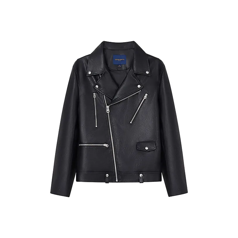 Teenie Weenie Men Кожаная куртка унисекс черного цвета