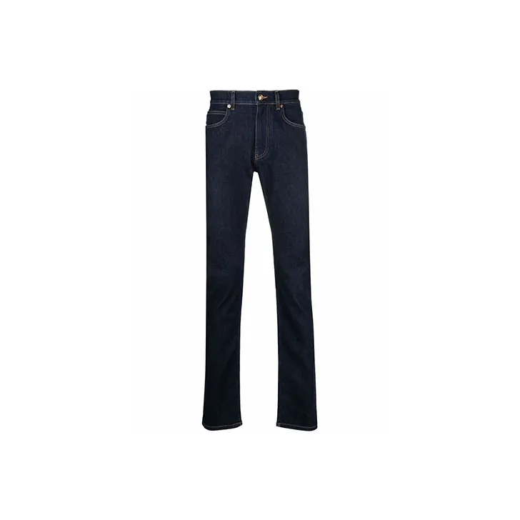 VERSACE Logo Patch Mid Rise Jeans