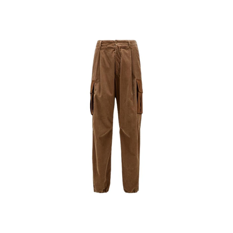 【BAON】[unisex] Nekari string corduroy brushed cargo PT Baggy Carpenter Lightweight Corduroy Women's Pants - Green