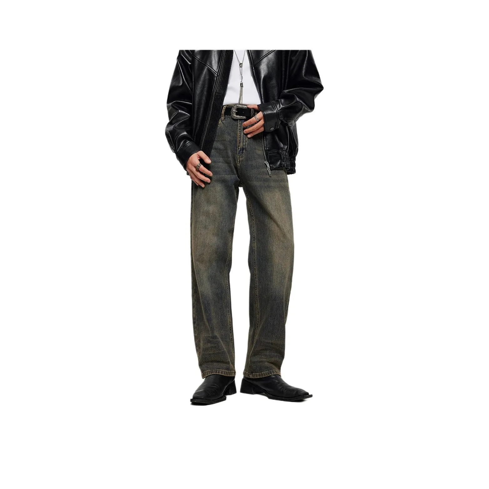 J.F.U Золотистый Осенний Мужской Джинсы