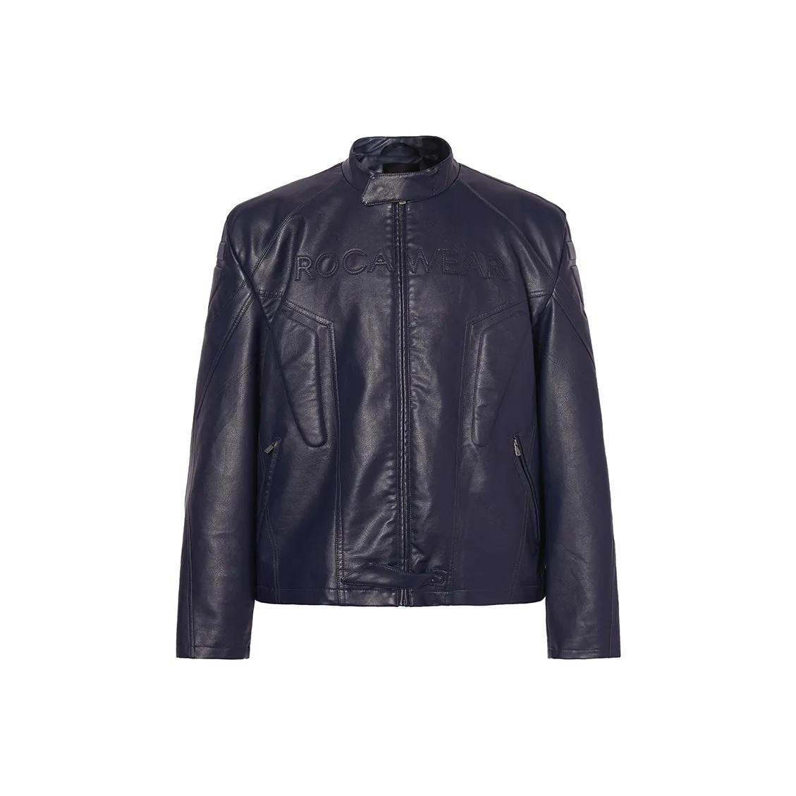 ROCAWEAR Leather Jacket Coat Unisex Navy Blue