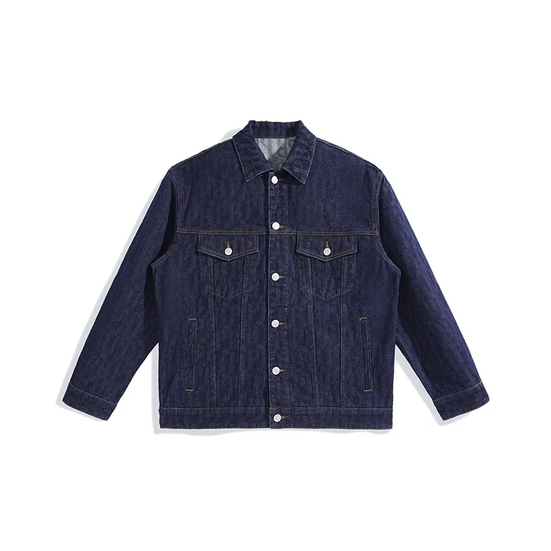PEACEBIRD MEN Full-Cover Jacquard Denim Jacket Men's