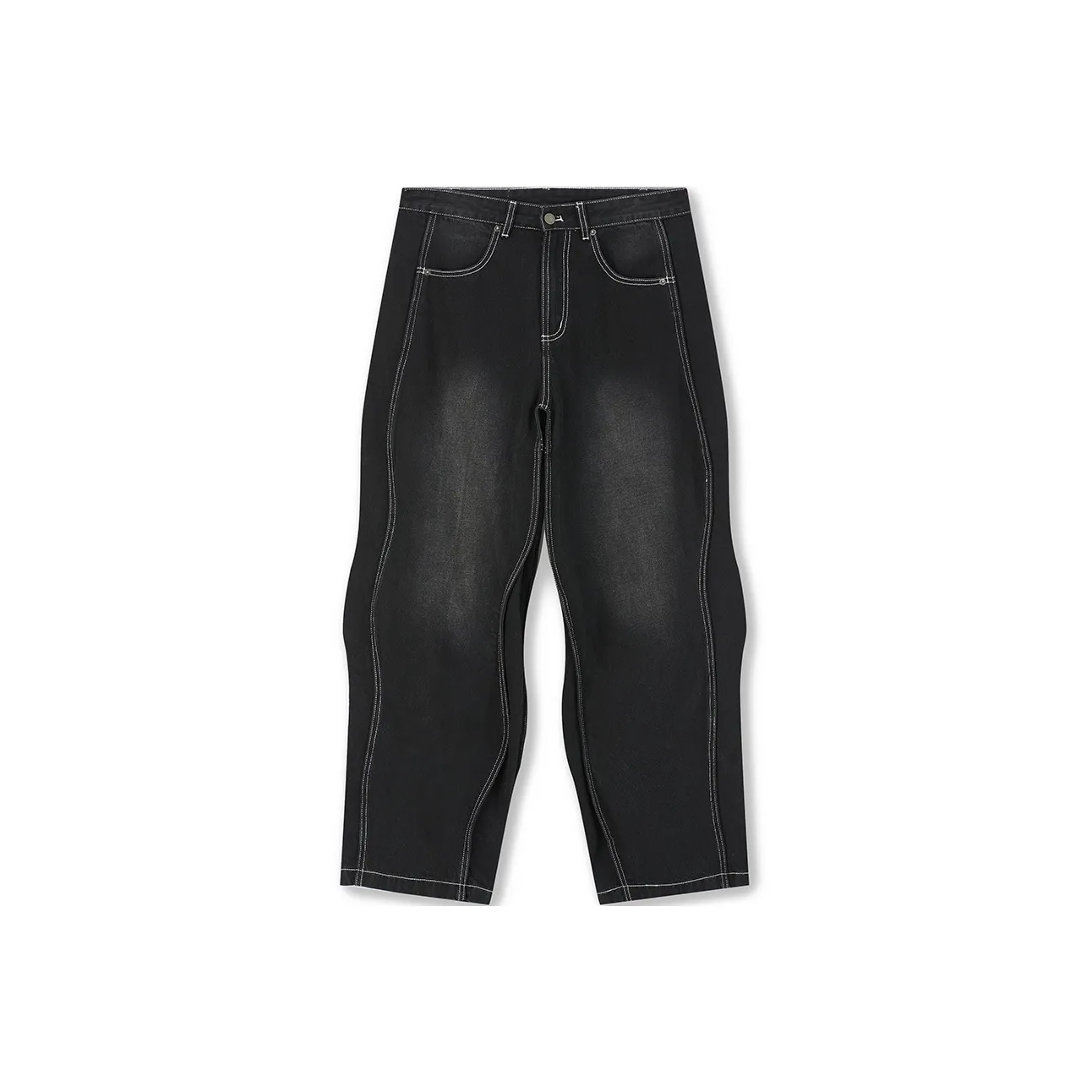 Безшовный крой, черные унисекс джинсы