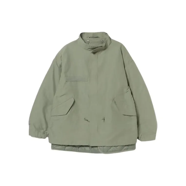 BEAMS Тренчкот Мужской Оливково-зеленый