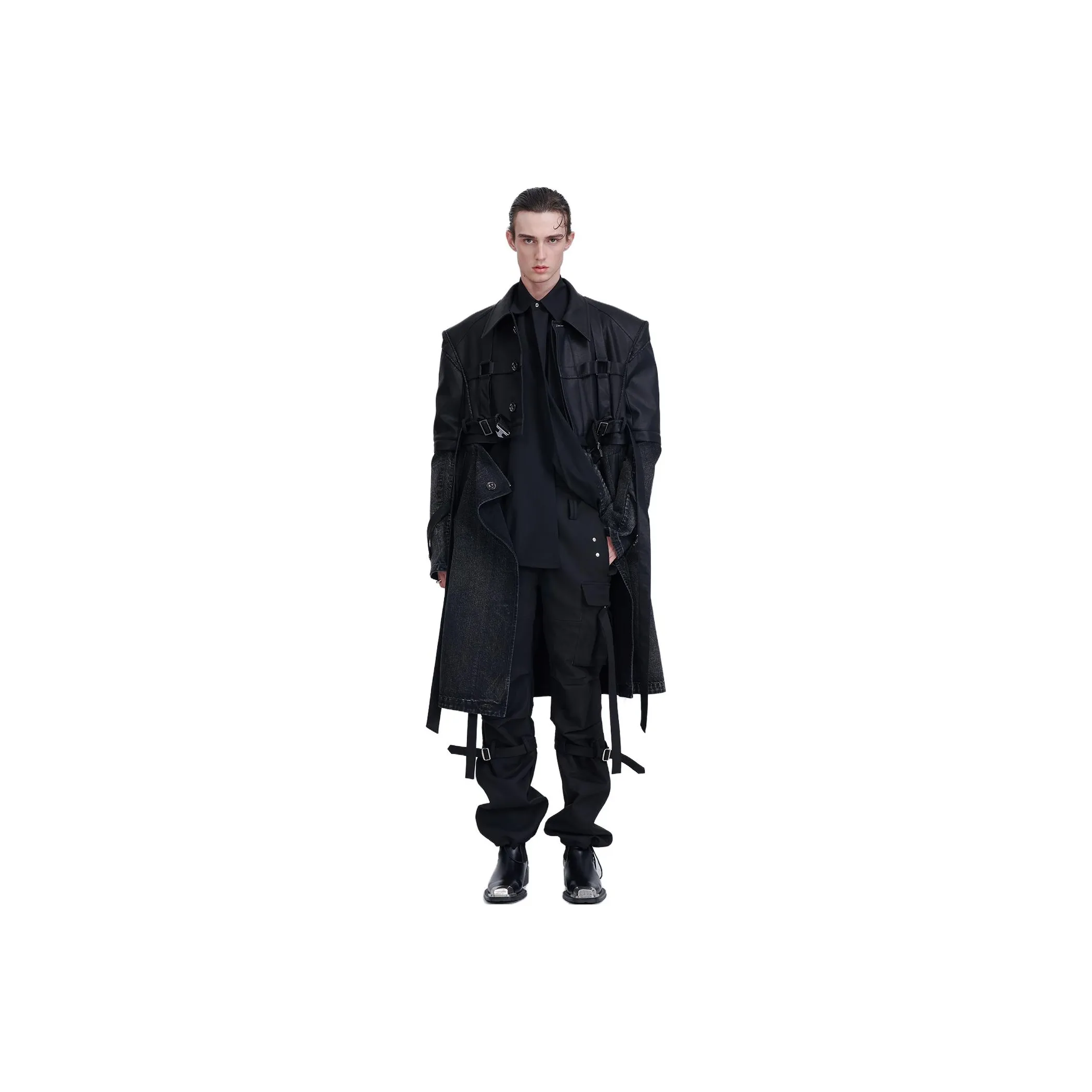 TIWILLTANG Trench Coats Men's Tik Black