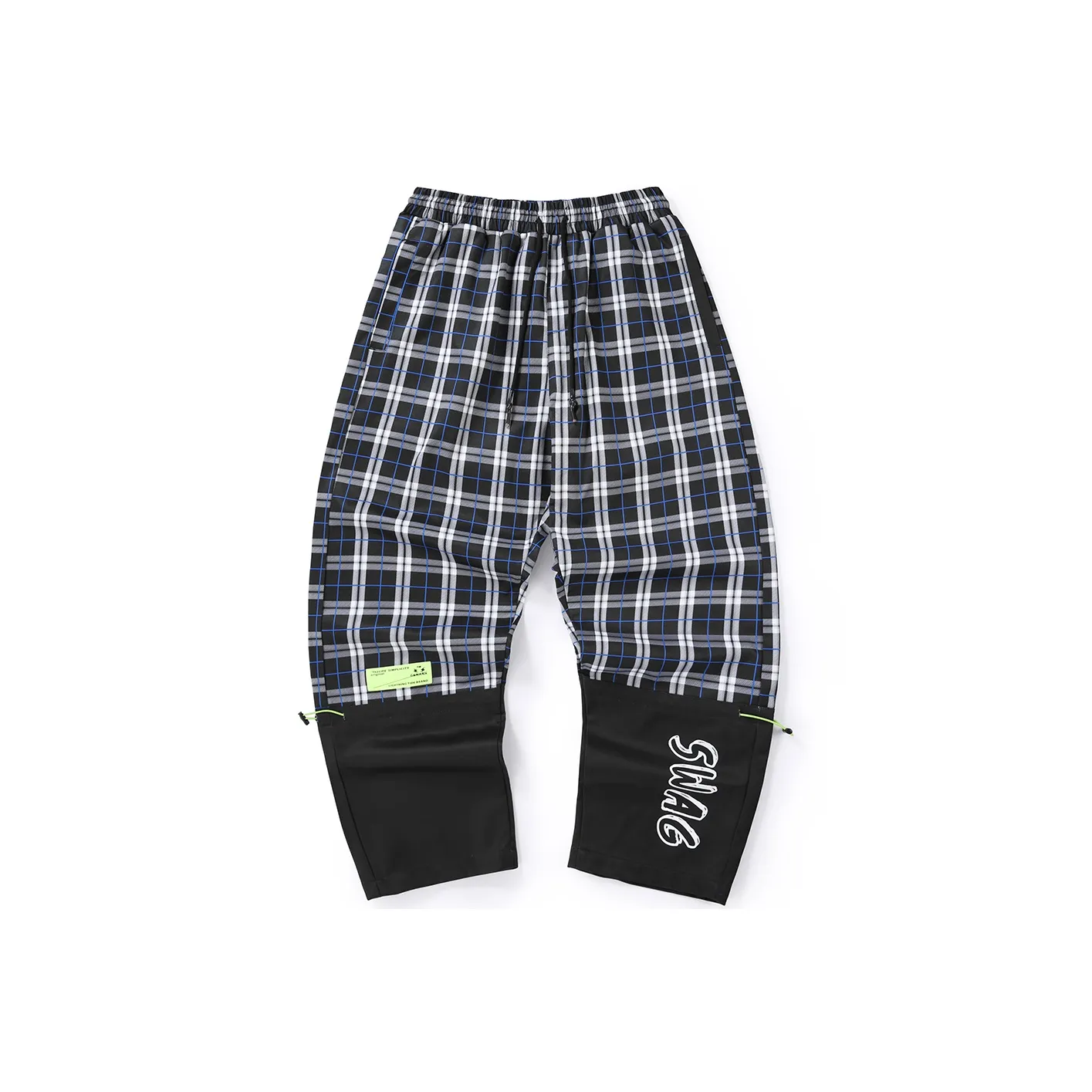 GENANX Casual Pants Unisex Black White Plaid